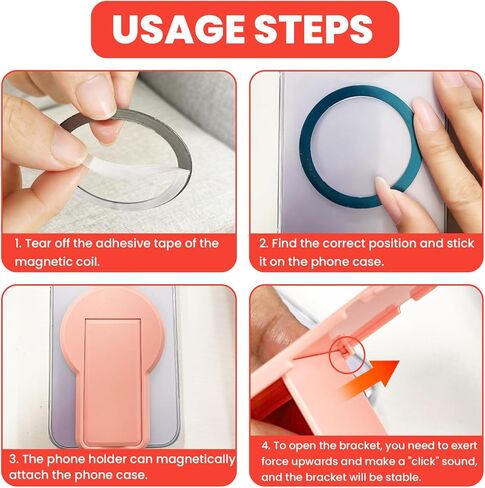 حامل هاتف حلقي قابل للطي، متوافق مع MagSafe - حامل هاتف بمقبض حلقي قابل للدوران 360 درجة، رفيع للغاية وخفيف الوزن للهاتف، أسود in Saudi Arabia