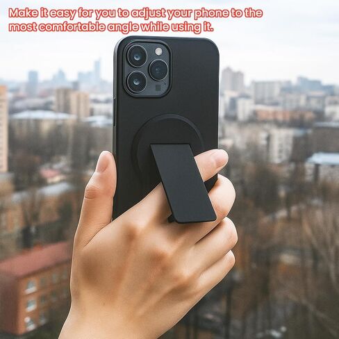 حامل هاتف حلقي قابل للطي، متوافق مع MagSafe - حامل هاتف بمقبض حلقي قابل للدوران 360 درجة، رفيع للغاية وخفيف الوزن للهاتف، أسود in Saudi Arabia