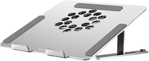 Veemoon Aluminum Alloy Adjustable Laptop Cooler Stand with Quiet LED Fan, Ventilated Cooling Pad for Gaming and Office Use, Compatible to 17.3-inch Laptops, Silver in Saudi Arabia