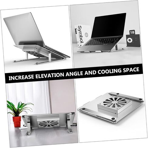 Veemoon Aluminum Alloy Adjustable Laptop Cooler Stand with Quiet LED Fan, Ventilated Cooling Pad for Gaming and Office Use, Compatible to 17.3-inch Laptops, Silver in Saudi Arabia