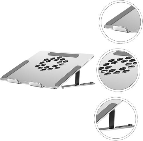 Veemoon Aluminum Alloy Adjustable Laptop Cooler Stand with Quiet LED Fan, Ventilated Cooling Pad for Gaming and Office Use, Compatible to 17.3-inch Laptops, Silver in Saudi Arabia