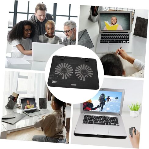 حامل كمبيوتر محمول Uonlytech مقاس 6 بوصات لتبديد الحرارة مع سرعة مروحة قابلة للتعديل، حامل دعم تبريد الكمبيوتر المحمول باللون الأسود للألعاب والاستخدام المكتبي in Kuwait