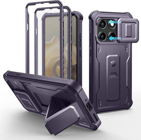 Dexnor for Motorola Moto Edge 2025 Case, [2 Front Frame] [Built-in Magnetic Slide Camera Cover & Kickstand] Heavy Duty Protection Shockproof Phone Case with Screen Protector, 6.7 inch Black in Kuwait