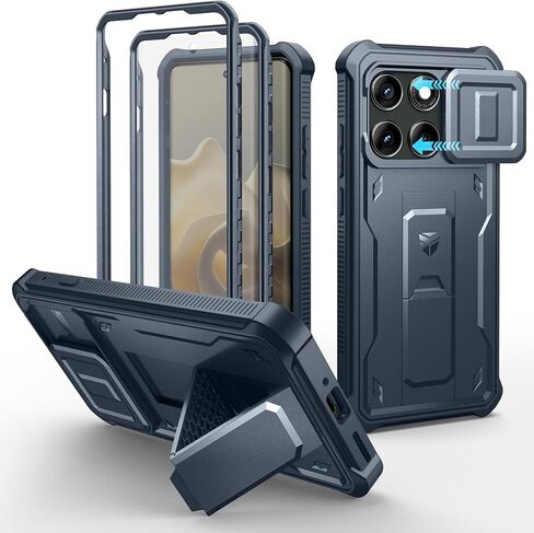 Dexnor for Motorola Moto Edge 2025 Case, [2 Front Frame] [Built-in Magnetic Slide Camera Cover & Kickstand] Heavy Duty Protection Shockproof Phone Case with Screen Protector, 6.7 inch Black in Kuwait