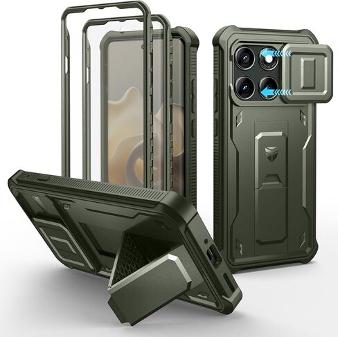 Dexnor for Motorola Moto Edge 2025 Case, [2 Front Frame] [Built-in Magnetic Slide Camera Cover & Kickstand] Heavy Duty Protection Shockproof Phone Case with Screen Protector, 6.7 inch Black in Kuwait