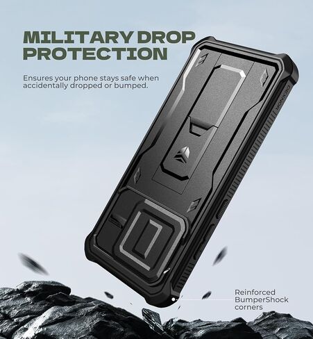 Dexnor for Motorola Moto Edge 2025 Case, [2 Front Frame] [Built-in Magnetic Slide Camera Cover & Kickstand] Heavy Duty Protection Shockproof Phone Case with Screen Protector, 6.7 inch Black in Kuwait