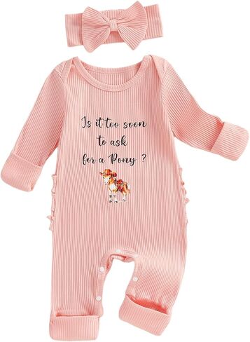 FYBITBO Baby Girl Newborn Clothes Western Outfit Long Sleeve Cowgirl Onesie Romper Knit Jumpsuit Infant Fall Winter Outfits in Saudi Arabia