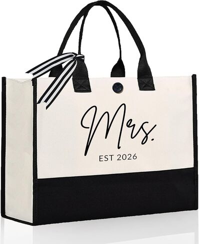 حقيبة حمل قماشية من Afterprints Mrs للعروس 2026، هدايا العروس لحفلات الزفاف، هدايا الزفاف للعروس لتكون، سيدة المستقبل، الخطوبة، هدية حفلة العازبة in Kuwait