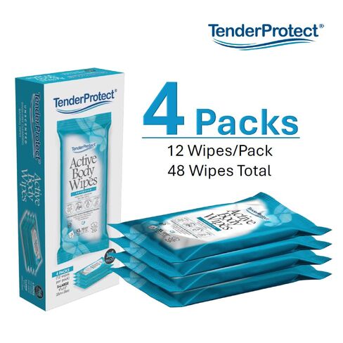 Active Body Wipes, XL Rinse-Free Shower Wipe for Adults, 9" x 12" Extra Large, Aloe, No Rinse Bath Wash Cloth - Gym, Sports, Travel, Camping, Elderly Care, Portable 12 Ct Packs (48 ct) in Saudi Arabia