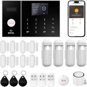 XUK Wireless 4G/GSM/Wi-Fi Security System for Home/Apartment, Smart Security Alarm with Door/Window Sensors, PIR Motion Detector, Compatible with Alexa/Google Home, Easy Installation (13pcs Set) in Saudi Arabia