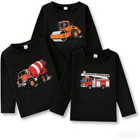 2-6 سنوات طفل صغير الأولاد 3 حزمة طويلة الأكمام Crewneck الجرافيك تي شيرت ملابس الاطفال أعلى المحملة الأولاد الخريف القمصان in Kuwait