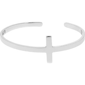Stainless Steel Cross Cuff Bracelet with Philippians 4:13 Engraving, Inspirational Christian Jewelry for Men & Women, 18K Gold or Silver Finish, Waterproof, Unisex in Saudi Arabia