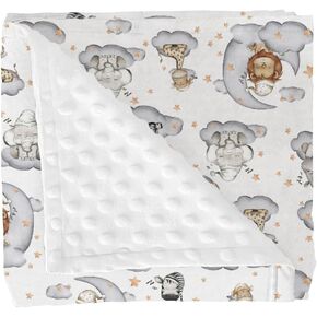 Cute Jungle Safari Animals Green Leaves Baby Blankets for Girl Boy Lion Giraffe Elephant Zebra Soft Mink Dotted Backing Double Layer Swaddle Blanket Bed Throw for Newborn Infant Toddler Nursery 30x40 in Kuwait