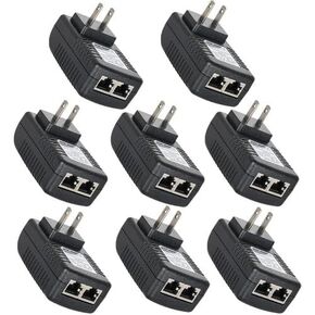 8X 48V 0.5A Passive PoE Power Injector Kit – for IP Cameras & VoIP Phones, US Plug, AC 100–240V Input, 24W DC Output, Certified Safety in Saudi Arabia