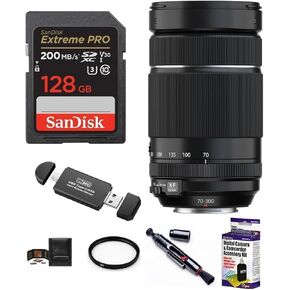 FUJIFILM XF 70-300mm f/4-5.6 R LM OIS WR Lens Bundle, Includes: SanDisk 128GB Extreme PRO SDXC Memory Card, UV Protection Filter, Lens Cleaning Kit and More (7 Items) in Kuwait