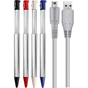 قلم ستايلس 3DS، 4 في 1 معدني قابل للسحب بديل قلم اللمس ستايلي مع كابل شحن USB لـ 3DS in Kuwait