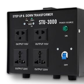 Voltage Converter 3000 Watt Voltage Transformer, AC 220V/110V Power Converter, Circuit Break Protection, 5V USB Port, Heavy Duty Step Up/Step Down Voltage Transformer Converter, CE Certified in Kuwait