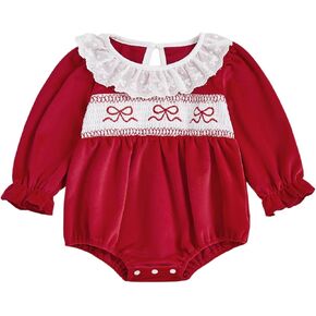 My First Valentines Day Baby Girl Outfit Newborn Bubble Romper Ruffle Long Sleeve Smocke Bodysuit Cute Clothes in Saudi Arabia