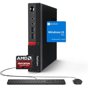 كمبيوتر مكتبي Lenovo ThinkCentre Mini Business، معالج AMD ثنائي النواة، دعم شاشة مزدوجة، Wi-Fi، بلوتوث، USB، RJ-45، لوحة مفاتيح وماوس متضمن، Windows 11 Pro (ذاكرة الوصول العشوائي 16 جيجابايت | 256 جيجابايت SSD) in Kuwait