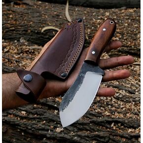 سكين Nessmuk مصنوع يدويًا من الفولاذ الكربوني مقاس 9 بوصة، سكين بقاء Bladefull Tang ثابت، سكين صيد Edc مع غمد للتخييم، والبقاء على قيد الحياة، وصناعة الأدغال in Kuwait