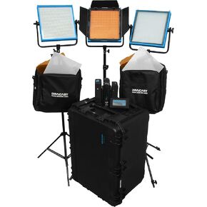 Dracast Plus Series Studio Kit – Bi-Color LED 3 Light Kit with V-Mount and Gold Mount Battery Compatibility in Kuwait