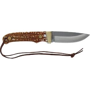 سكين العم هنري PH1N Pro Hunter Next Gen 8.1in عالي الكربون S.S ذو نصل ثابت مع نقطة مشبك 3.6in ومقبض Staglon للبقاء في الهواء الطلق والتخييم والصيد in Kuwait