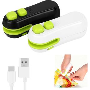 2pcs 2 in 1 Mini Bag Sealers, Portable Handheld Heat Sealer with Cutter & Magnet Rechargeable Cool Magnetic Sealing Closer Machine for Chips Snacks Plastic Packet Food Storage Kitchen Gadgets in Kuwait