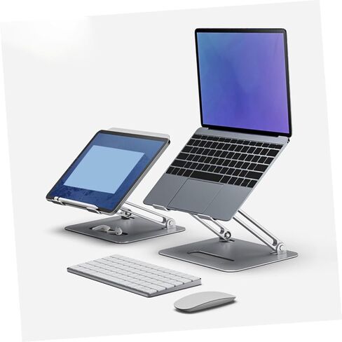 Homoyoyo Adjustable Aluminum Alloy Laptop Cooler Cooling Pad with Dual Fans, Foldable Elevated Notebook Cooler for Gaming and Office Use, Silver in Saudi Arabia