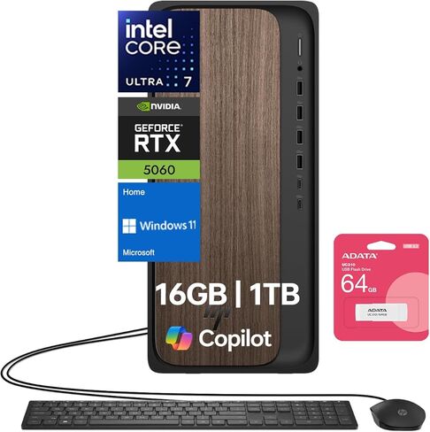 سطح المكتب البرجي HP OmniDesk (Envy Next Brand) M03 لمستخدمي المنزل والمكتب، أداء فائق 7 265 للعمل الإبداعي، RTX 5060، 64 جيجابايت DDR5، 2 تيرابايت SSD، W11H، KB & M، حزمة مع محرك أقراص فلاش USB ADATA 64 جيجابايت in Kuwait