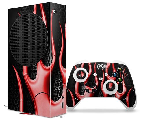 ملصق من الفينيل من WraptorSkinz متوافق مع وحدة التحكم ووحدة التحكم XBOX Series S لهب معدني باللون الأحمر (وحدة التحكم في الألعاب غير متضمنة) in Kuwait
