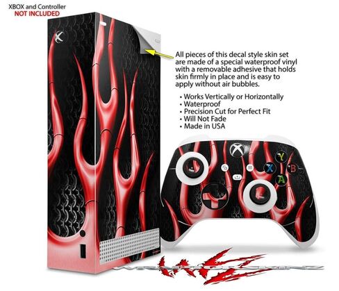 ملصق من الفينيل من WraptorSkinz متوافق مع وحدة التحكم ووحدة التحكم XBOX Series S لهب معدني باللون الأحمر (وحدة التحكم في الألعاب غير متضمنة) in Kuwait