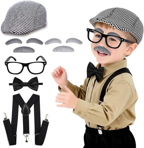 100 Day of School Costume for Boys,Old man dress up for kid – Grandpa Cosplay Costume Accessories in Saudi Arabia