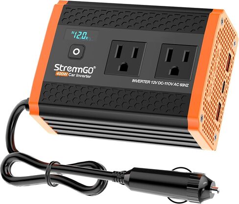 400W Car Power Invertes for Vehicles, with 12V to 110V Dual AC Car Plug Adapter Outlet, USB 24W/30W Fast Charger, Car Cigarette Lighter Adapter for Laptop, Phone on Road Trip Essentials in Saudi Arabia