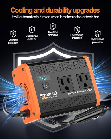 400W Car Power Invertes for Vehicles, with 12V to 110V Dual AC Car Plug Adapter Outlet, USB 24W/30W Fast Charger, Car Cigarette Lighter Adapter for Laptop, Phone on Road Trip Essentials in Saudi Arabia