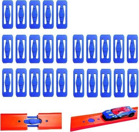 K TOMOTO 10 Blue Racetracks Connectors + 10 Orange Double Lane Connectors Compatible with Hot Wheels Straight Tracks (20 Pack) in Saudi Arabia