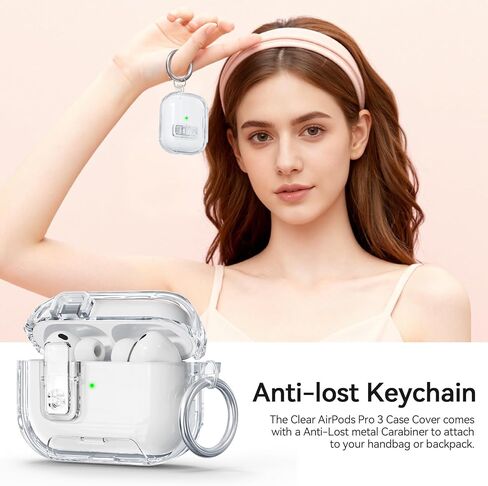 حافظة AirPods Pro 3 شفافة 2025 مع قفل آمن، غطاء حماية شفاف ناعم من مادة TPU لهاتف Apple AirPods Pro الجيل الثالث مع حامل هاتف ومجموعة تنظيف للنساء والرجال مع سلسلة مفاتيح، شفاف in Kuwait