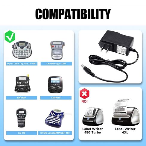 9V 1.5A Power Adapter for Brother P-Touch PT-D210 PTD220 AD-24 AD-24ES AD-20 AD-30 Label Maker, Replacement DYMO LabelManager LM-160 500TS 150 220, Rhino 6000 5200 4200 Label Maker Printer Charger in Saudi Arabia