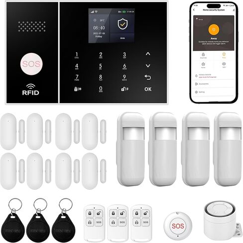 XUK Wireless 4G/GSM/Wi-Fi Security System for Home/Apartment, Smart Security Alarm with Door/Window Sensors, PIR Motion Detector, Compatible with Alexa/Google Home, Easy Installation (13pcs Set) in Saudi Arabia