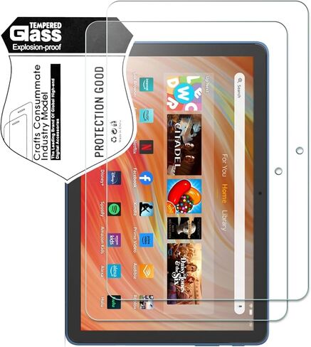 2 Pack Tempered Glass Screen Protector for Amazon Fire HD 10 Tablet (2023/2021,13th/11th Generation) /Fire HD 10 Plus/Fire HD 10 Kids/Fire HD 10 Kids Pro 2023/2021, S Pen Compatible, Case Friendly in Saudi Arabia