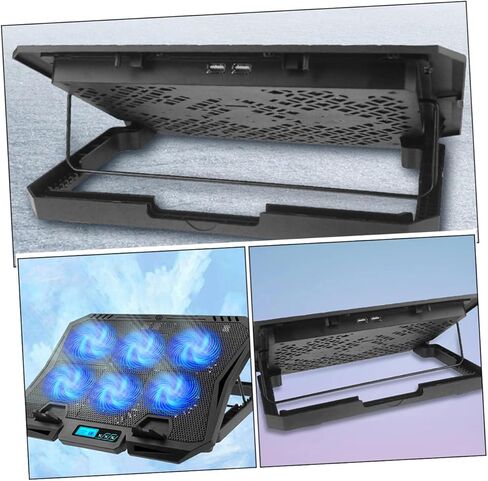 Laptop Cooling Pad with Fan and Adjustable Speed for 15.6-inch Laptops, Silent Computer Cooler Stand with Blue LED Light, Suitable for Gaming and Office Use in Saudi Arabia