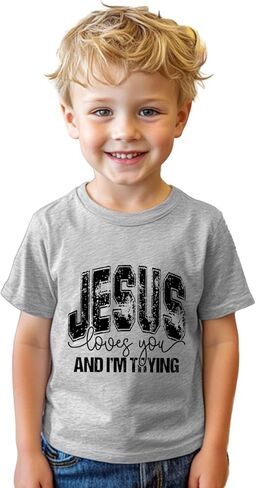 يسوع قميص للأطفال طفل الفتيات الفتيان يسوع يحبك المسيحية عيد الفصح الله تي شيرت مضحك قصيرة الأكمام تي شيرت الجرافيك 2-8T in Kuwait