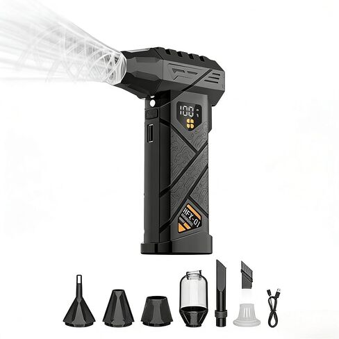 Car Vacuum Cleaner Cordless,Compressed Air Duster - 6000 mAh,5 in 1, Digital, Vacuuming, Electric Compressed air, Lighting, Charging,for Computers, Home,car-Gifts for Men in Saudi Arabia