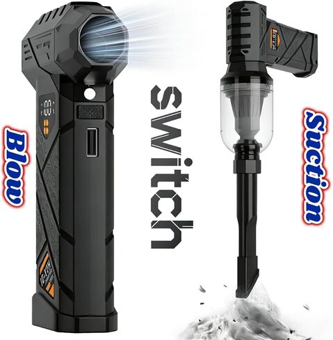Car Vacuum Cleaner Cordless,Compressed Air Duster - 6000 mAh,5 in 1, Digital, Vacuuming, Electric Compressed air, Lighting, Charging,for Computers, Home,car-Gifts for Men in Saudi Arabia