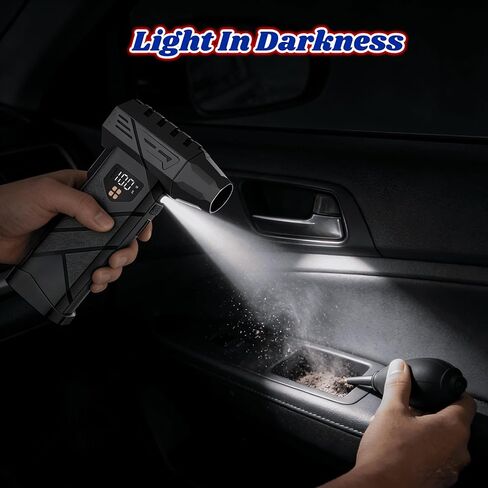 Car Vacuum Cleaner Cordless,Compressed Air Duster - 6000 mAh,5 in 1, Digital, Vacuuming, Electric Compressed air, Lighting, Charging,for Computers, Home,car-Gifts for Men in Saudi Arabia