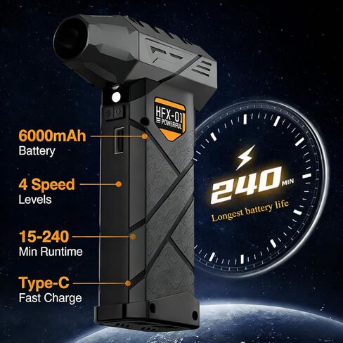 Car Vacuum Cleaner Cordless,Compressed Air Duster - 6000 mAh,5 in 1, Digital, Vacuuming, Electric Compressed air, Lighting, Charging,for Computers, Home,car-Gifts for Men in Saudi Arabia
