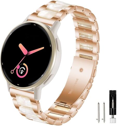 متوافق مع فرقة الموسيقى Garmin Vivoactive 6/Vivoactive 5/3/3، سوار معصم نسائي من الفولاذ المقاوم للصدأ 20 مم من الراتنج لـ Venu Sq 2/Venu 2 Plus/Approach S50/Forerunner 158/165/245/570 42 مم in Kuwait