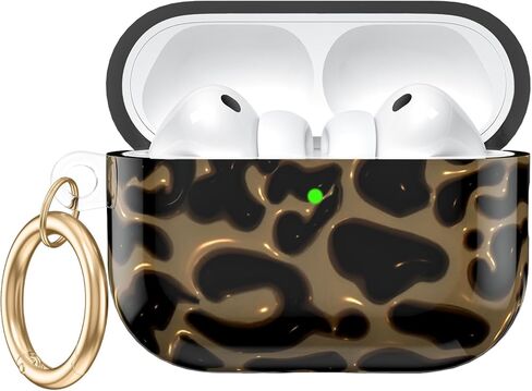 حافظة Leopard for AirPods Pro 3 (2025)، حافظات حماية ناعمة من مادة TPU لأجهزة AirPods Pro الجيل الثالث للنساء. متوافق مع ملحقات حافظة Apple AirPods Pro 3 اللطيفة مع سلسلة مفاتيح، مصباح LED أمامي مرئي in Kuwait