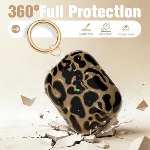 حافظة Leopard for AirPods Pro 3 (2025)، حافظات حماية ناعمة من مادة TPU لأجهزة AirPods Pro الجيل الثالث للنساء. متوافق مع ملحقات حافظة Apple AirPods Pro 3 اللطيفة مع سلسلة مفاتيح، مصباح LED أمامي مرئي in Kuwait