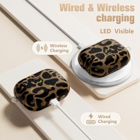 حافظة Leopard for AirPods Pro 3 (2025)، حافظات حماية ناعمة من مادة TPU لأجهزة AirPods Pro الجيل الثالث للنساء. متوافق مع ملحقات حافظة Apple AirPods Pro 3 اللطيفة مع سلسلة مفاتيح، مصباح LED أمامي مرئي in Kuwait