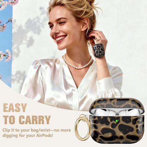 حافظة Leopard for AirPods Pro 3 (2025)، حافظات حماية ناعمة من مادة TPU لأجهزة AirPods Pro الجيل الثالث للنساء. متوافق مع ملحقات حافظة Apple AirPods Pro 3 اللطيفة مع سلسلة مفاتيح، مصباح LED أمامي مرئي in Kuwait